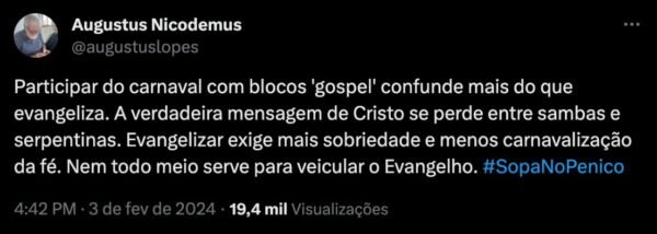 Pastores dizem que ‘blocos evangélicos’ fazem a mensagem se perder: ‘Sopa no penico’