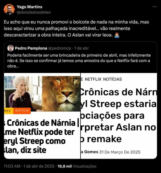 ‘Aslan vai virar leoa’: pastores organizam boicote à versão da Netflix para ‘Nárnia’