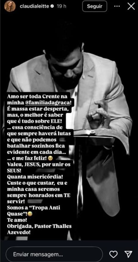 Claudia Leitte diz que ser crente ‘é vitória que não merece ficar escondida’