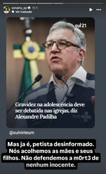 Padilha cobra discussão sobre gravidez precoce nas igrejas e Sonaira rebate